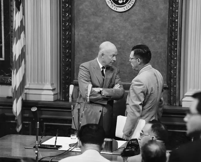 Framed Print : President Eisenhower Speaking with James Hagerty Framed Print : President Eisenhower Speaking with James Hagerty
