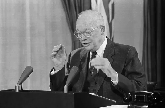 Framed Print : President Eisenhower Speaks at Podium Framed Print : President Eisenhower Speaks at Podium