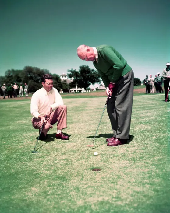 Framed Print : President Eisenhower Standing with Friends on Golf Course