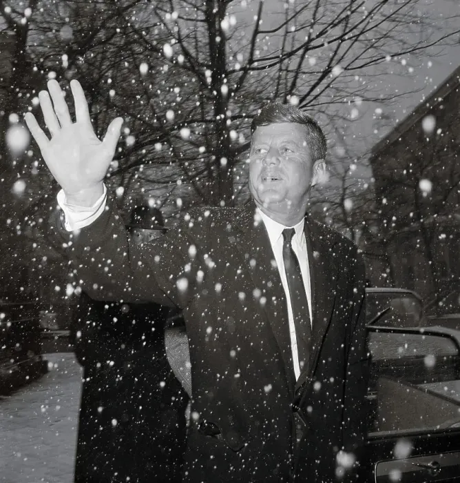 Framed Print : President-elect Kennedy in Snow Framed Print : President-elect Kennedy in Snow