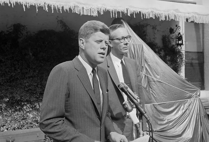 Framed Print : President-elect Kennedy with Walter Heller Framed Print : President-elect Kennedy with Walter Heller