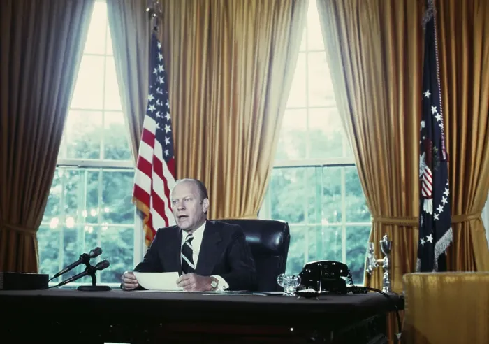 Framed Print : President Ford Announces Nixon Pardon Framed Print : President Ford Announces Nixon Pardon