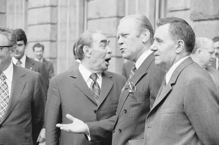 Framed Print : President Ford with Brezhnev and Gromyko at Helsinki Accords Framed Print : President Ford with Brezhnev and Gromyko at Helsinki Accords