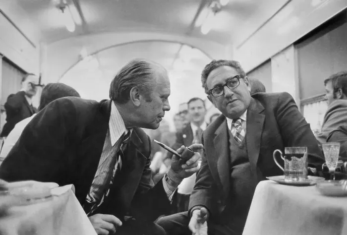 Framed Print : President Ford Discussing Progress with Henry Kissinger