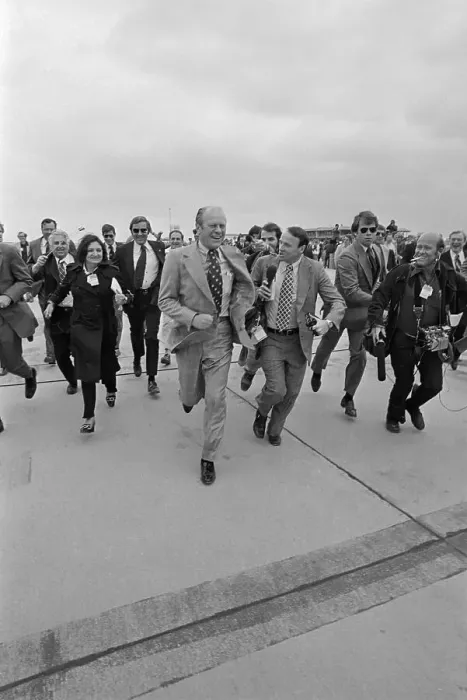 Framed Print : President Ford and Entourage Walking on Runway Framed Print : President Ford and Entourage Walking on Runway