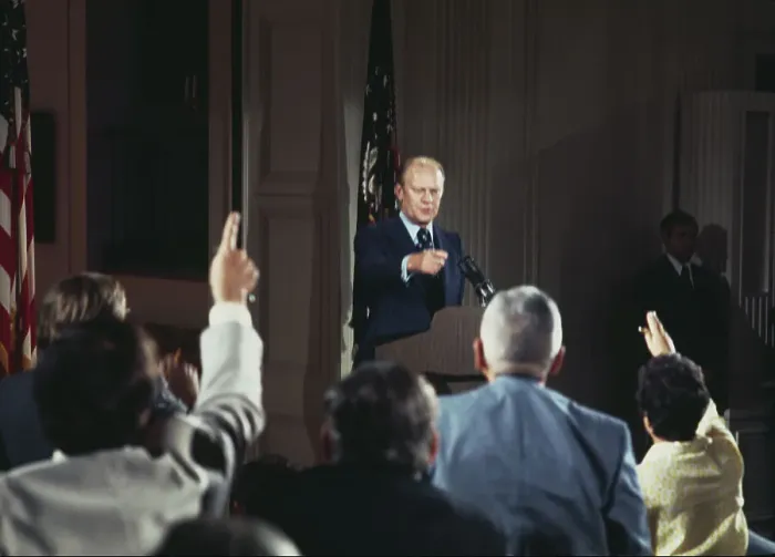 Framed Print : President Ford Holds Press Conference Framed Print : President Ford Holds Press Conference