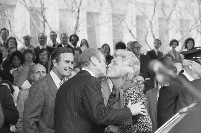 Framed Print : President Ford Kissing Barbara Bush Framed Print : President Ford Kissing Barbara Bush