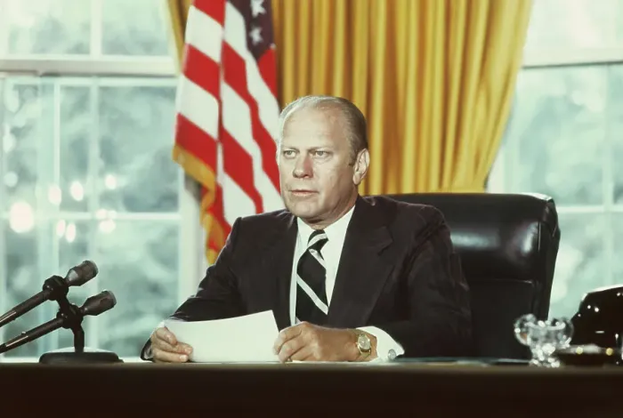 Framed Print : President Ford Reading a Statement Framed Print : President Ford Reading a Statement