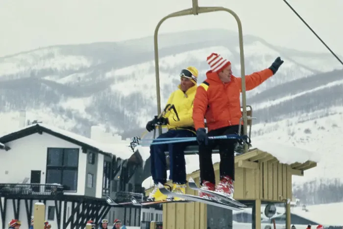 Framed Print : President Ford In Ski Lift Framed Print : President Ford In Ski Lift