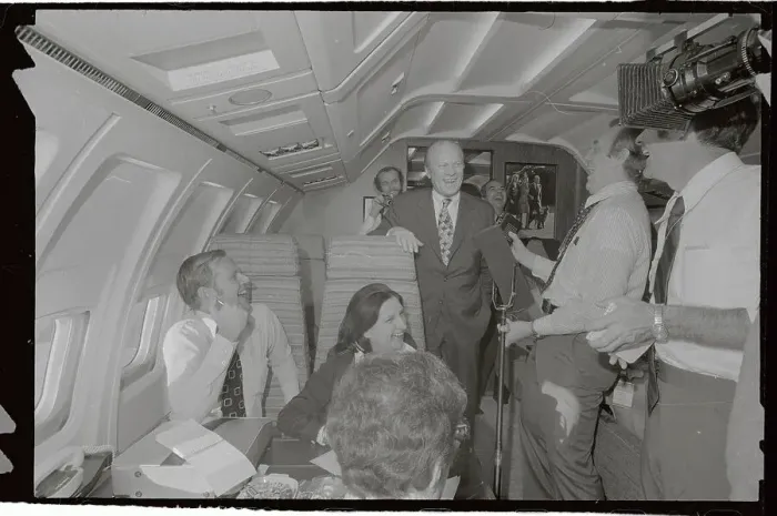 Framed Print : President Ford Standing on Airplane Framed Print : President Ford Standing on Airplane