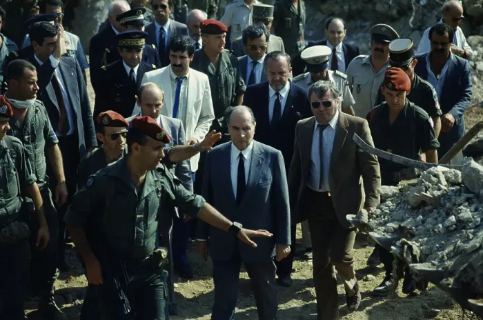 Framed Print : President Francois Mitterrand Visits Troops Framed Print : President Francois Mitterrand Visits Troops