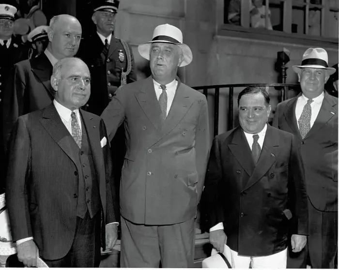 Framed Print : President Franklin D. Roosevelt with Herbert H. Lehman and Fiorello La Guardia
