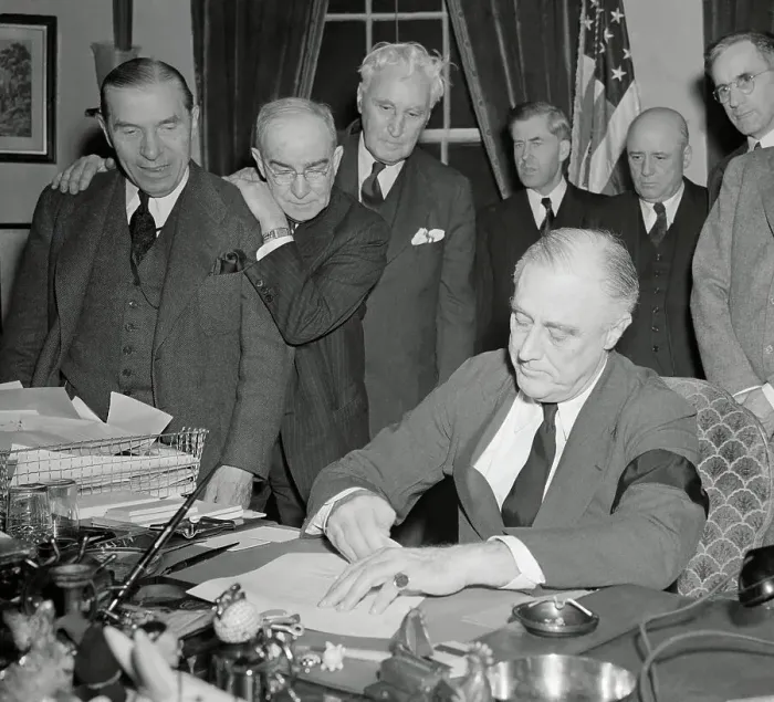 Framed Print : President Franklin D. Roosevelt Signing Resolution Framed Print : President Franklin D. Roosevelt Signing Resolution