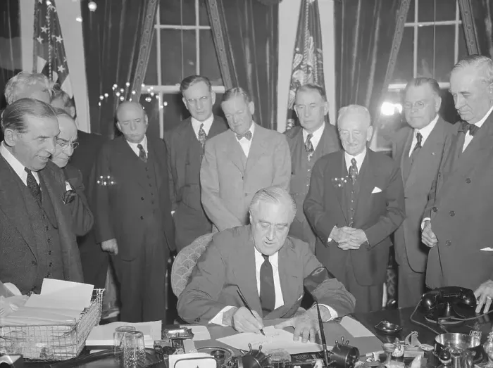 Framed Print : President Franklin D. Roosevelt Signing Resolution Framed Print : President Franklin D. Roosevelt Signing Resolution