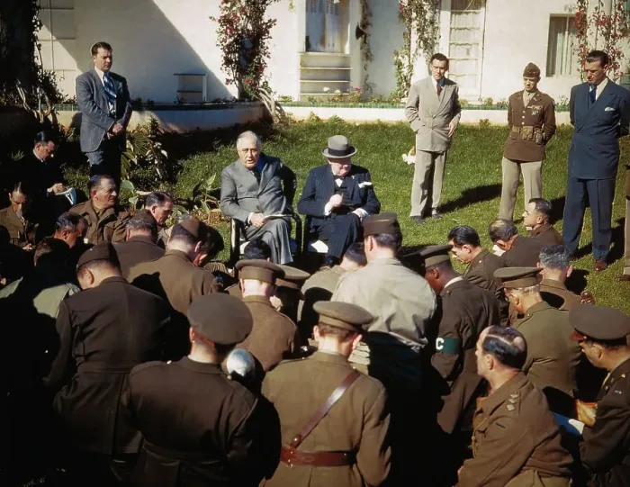 Framed Print : President Franklin D. Roosevelt and Winston Churchill in Casablanca