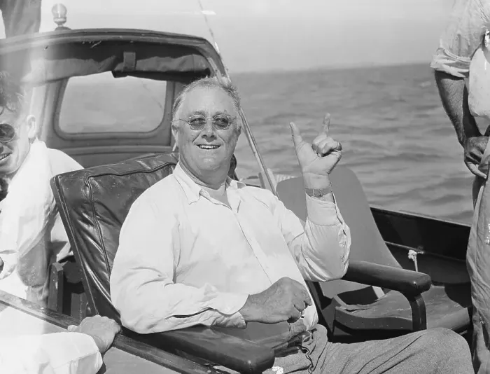 Framed Print : President Franklin Roosevelt with Pipe on Fishing Boat Framed Print : President Franklin Roosevelt with Pipe on Fishing Boat