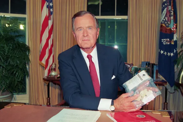 Framed Print : President George Bush Holding Cocaine Evidence