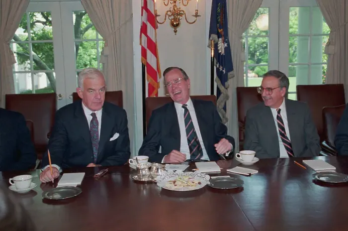 Framed Print : President George Bush Laughing with Congressmen Framed Print : President George Bush Laughing with Congressmen