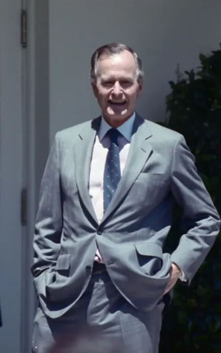 Framed Print : President George Bush Leaning on Column Framed Print : President George Bush Leaning on Column