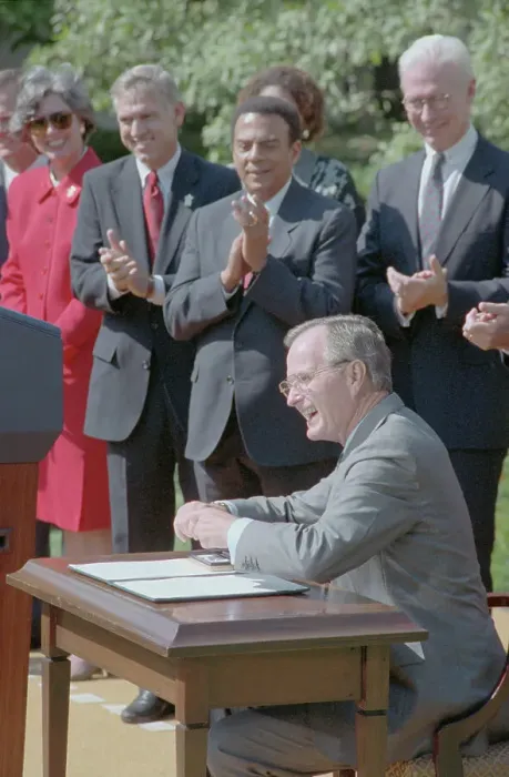 Framed Print : President George Bush Signing Proclamation Framed Print : President George Bush Signing Proclamation