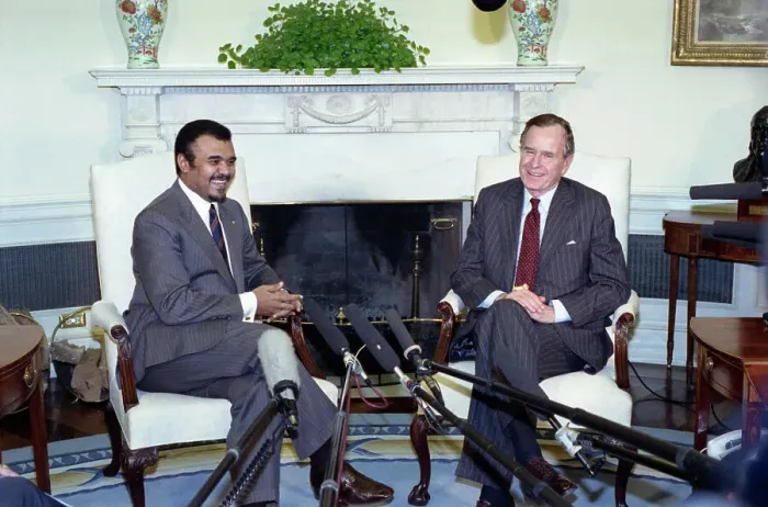 Framed Print : President George Bush Sr. and Prince Bandar Framed Print : President George Bush Sr. and Prince Bandar