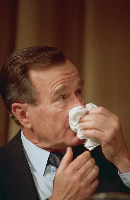 Framed Print : President George Bush Wiping His Face at Prayer Breakfast Framed Print : President George Bush Wiping His Face at Prayer Breakfast