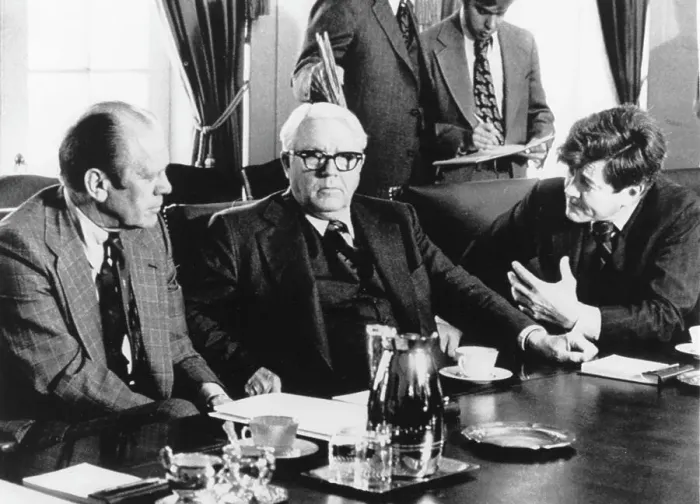 Framed Print : President Gerald Ford, John Flynt, And Paul McCloskey In Conference