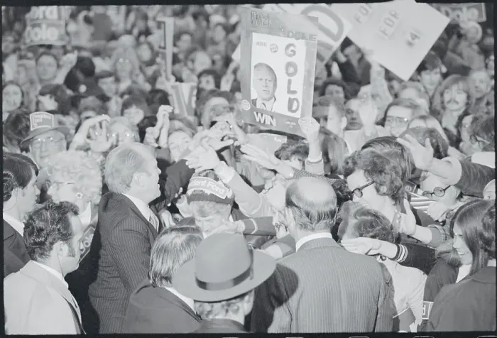 Framed Print : President Gerald Ford Surrounded by Supporters Framed Print : President Gerald Ford Surrounded by Supporters