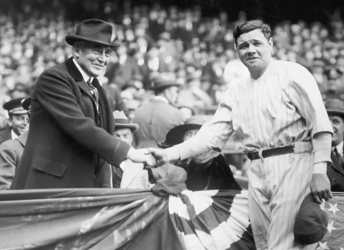 Framed Print : President Harding and Babe Ruth Shaking Hands Framed Print : President Harding and Babe Ruth Shaking Hands