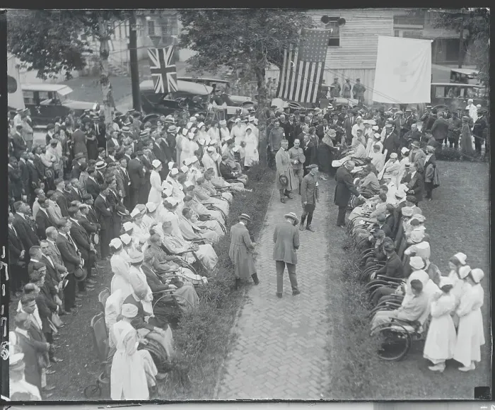 Framed Print : President Harding Greets Wounded Veterans at War Memorial Framed Print : President Harding Greets Wounded Veterans at War Memorial