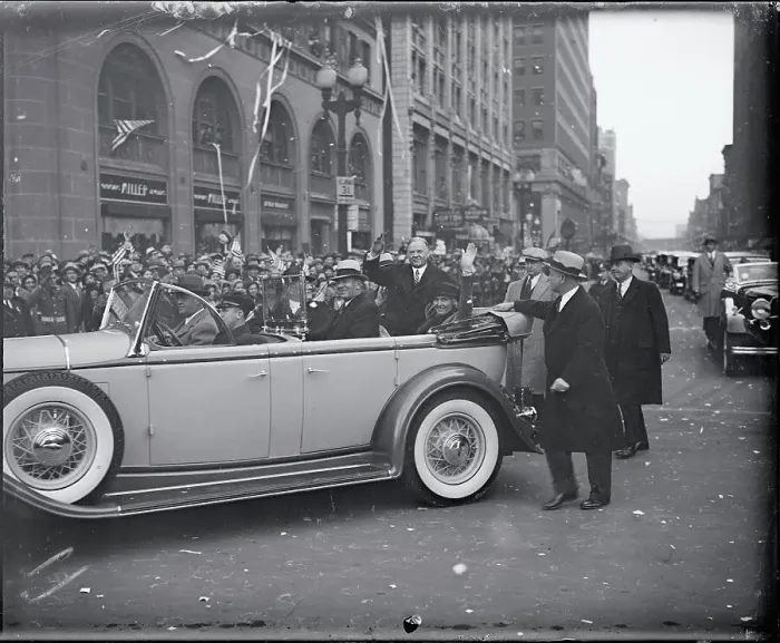 Framed Print : President Hoover with Others in Automobile Framed Print : President Hoover with Others in Automobile