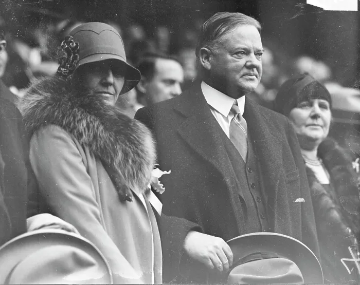 Framed Print : President Hoover And Wife At World Series