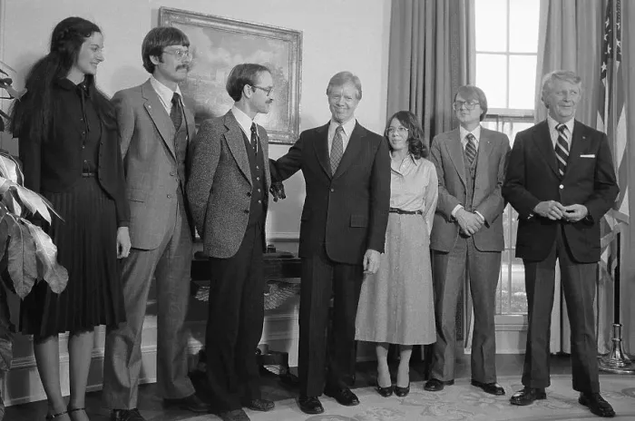 Framed Print : President Jimmy Carter with Americans Freed from Iran Framed Print : President Jimmy Carter with Americans Freed from Iran