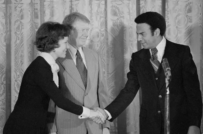 Framed Print : President Jimmy Carter Congratulates Ambassador Andrew Young Framed Print : President Jimmy Carter Congratulates Ambassador Andrew Young