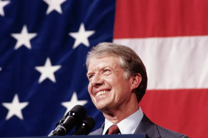 Framed Print : President Jimmy Carter at Microphone Framed Print : President Jimmy Carter at Microphone