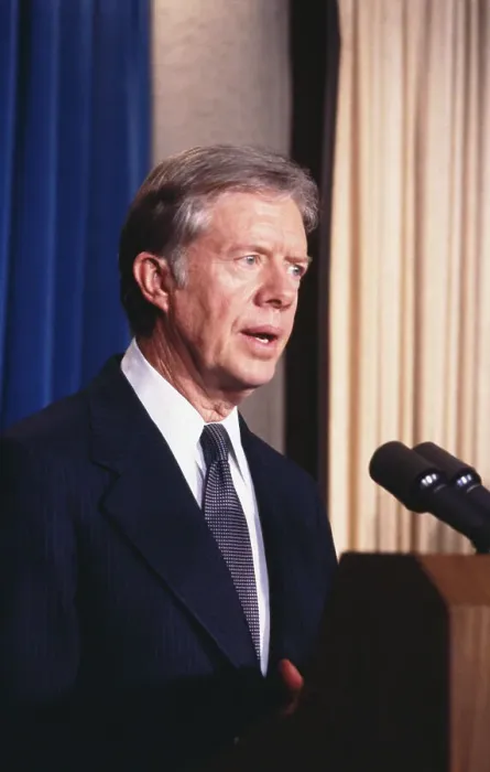 Framed Print : President Jimmy Carter Speaking at Microphone Framed Print : President Jimmy Carter Speaking at Microphone