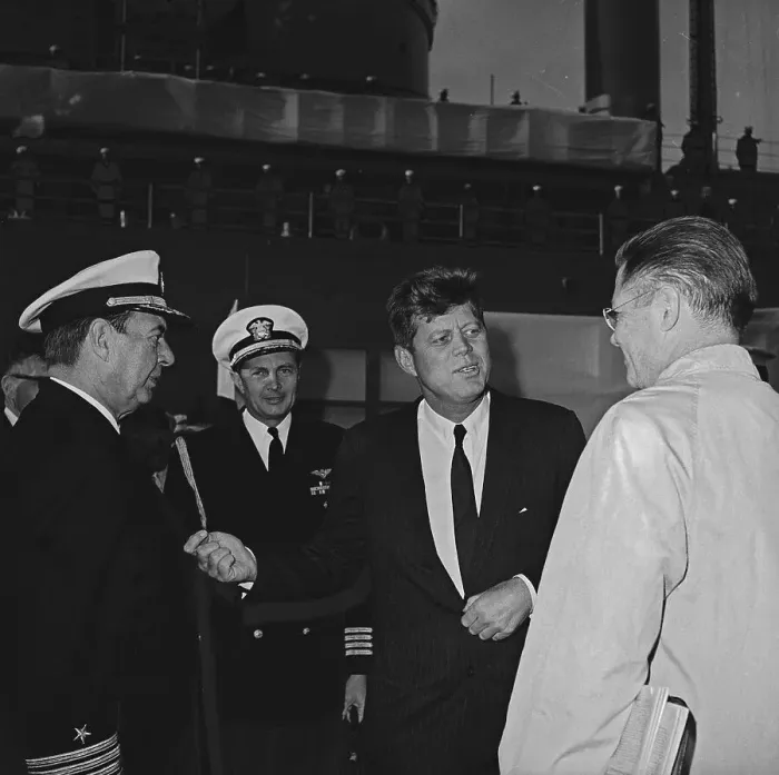Framed Print : President John F. Kennedy Boarding USS Northampton Framed Print : President John F. Kennedy Boarding USS Northampton