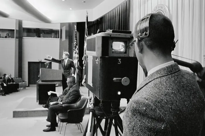 Framed Print : President John F. Kennedy Broadcasting on Television Framed Print : President John F. Kennedy Broadcasting on Television