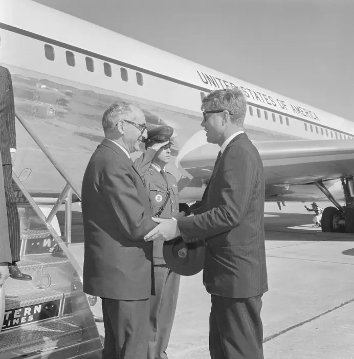 Framed Print : US President John F. Kennedy Greeting Argentine President Arturo Frondizi Framed Print : US President John F. Kennedy Greeting Argentine President Arturo Frondizi