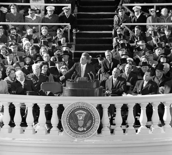 Framed Print : President John F. Kennedy Makes Inauguration Speech Framed Print : President John F. Kennedy Makes Inauguration Speech