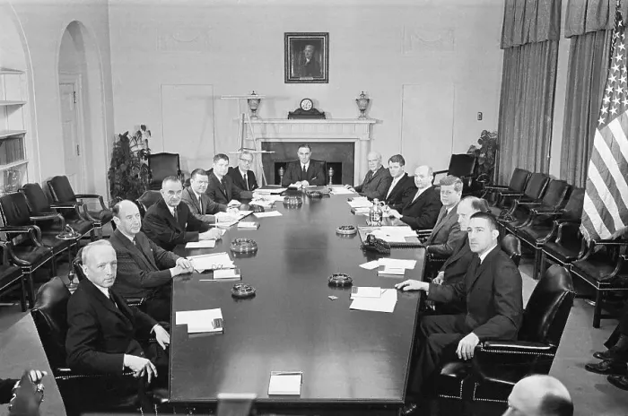 Framed Print : President John F. Kennedy poses with his cabinet at the White House Framed Print : President John F. Kennedy poses with his cabinet at the White House