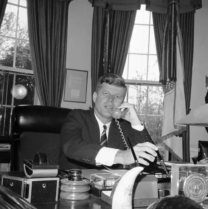 Framed Print : President John F. Kennedy Talking to President Truman Framed Print : President John F. Kennedy Talking to President Truman
