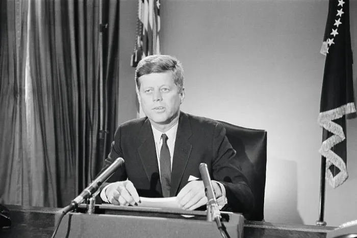 Framed Print : President John F. Kennedy Talking on Test Ban Framed Print : President John F. Kennedy Talking on Test Ban