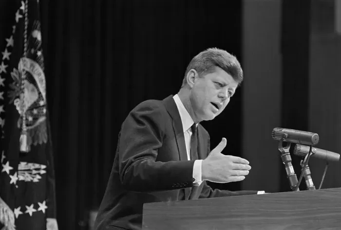 Framed Print : President John Kennedy at News Conference Framed Print : President John Kennedy at News Conference