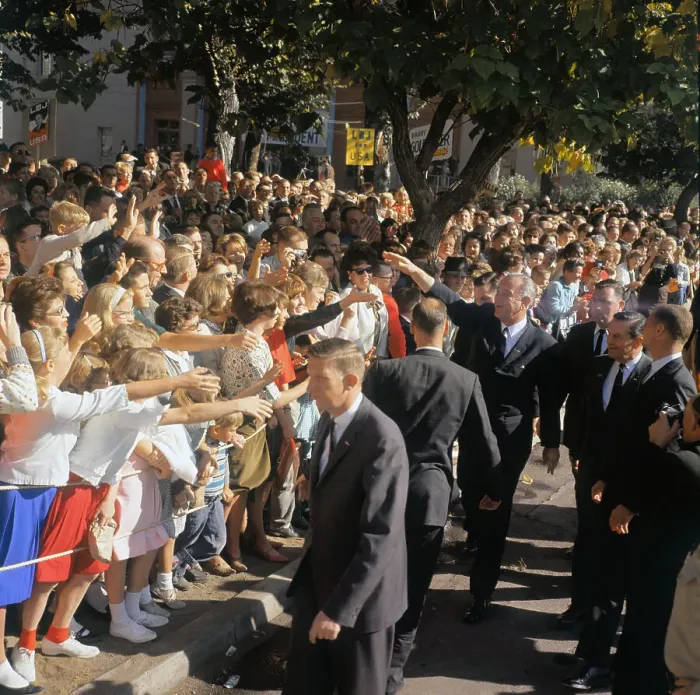 Framed Print : President Johnson Acknowledging Crowd Framed Print : President Johnson Acknowledging Crowd