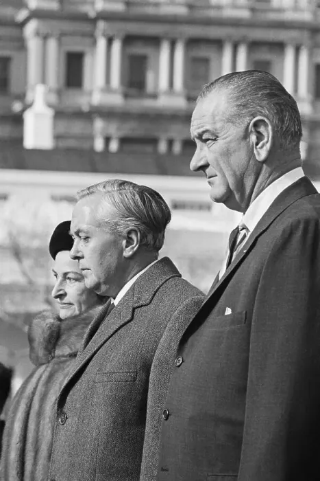 Framed Print : President Johnson With First Lady and Harold Wilson Framed Print : President Johnson With First Lady and Harold Wilson