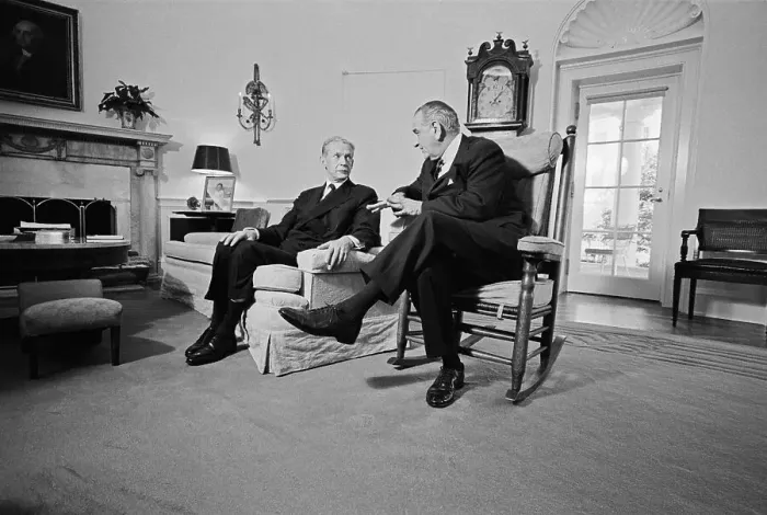 Framed Print : President Johnson And French Minister Framed Print : President Johnson And French Minister