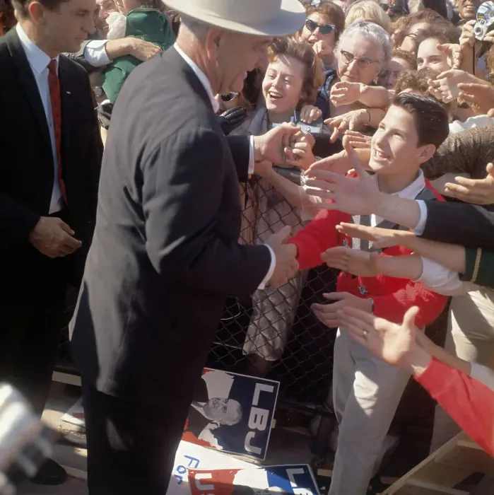 Framed Print : President Johnson Greeting Crowd Framed Print : President Johnson Greeting Crowd