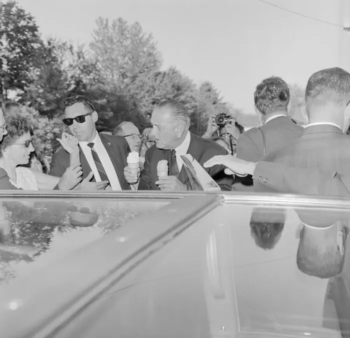 Framed Print : President Johnson Holding Two Ice Cream Cones Framed Print : President Johnson Holding Two Ice Cream Cones