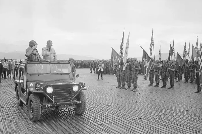 Framed Print : President Johnson In Jeep In Vietnam Framed Print : President Johnson In Jeep In Vietnam